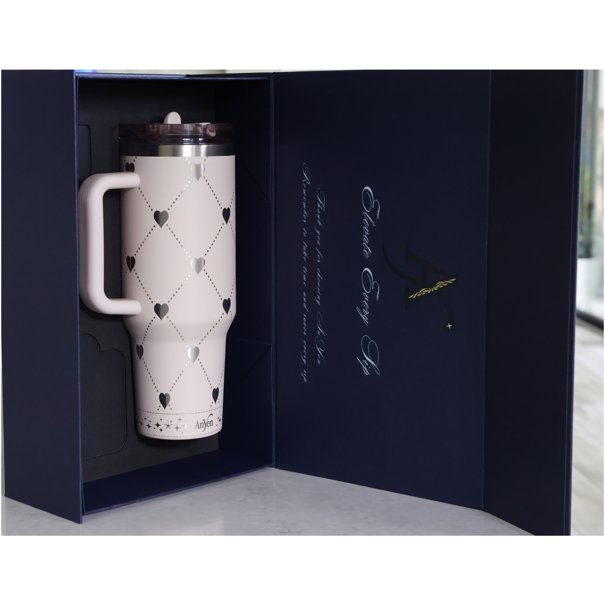 AnYen Signature Tumbler – 40oz | Premium Stainless Steel Insulated Cup with Lid & Straw – Luxury Gift Box